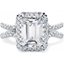Picture of A stunning emerald cut diamond halo cluster in 18ct white gold