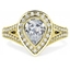 Picture of A breathtaking Pear shaped diamond ring with shoulder stones in 18ct yellow gold