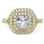 Picture of A luxurious Cushion Cut double halo diamond ring with shoulder stones in 18ct yellow gold