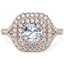 Picture of A luxurious Cushion Cut double halo diamond ring with shoulder stones in 18ct rose gold