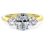 Picture of A stylish oval cut diamond 3 stone ring in 18ct yellow & white gold