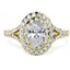 Picture of A luxurious Oval Cut double halo diamond ring with shoulder stones in 18ct yellow gold