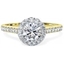 Picture of A stunning Round brilliant cut diamond Halo ring with shoulder stones in 18ct yellow & white gold