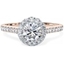 Picture of A stunning Round brilliant cut diamond Halo ring with shoulder stones in 18ct rose & white gold