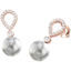 Picture of A classic pair of Dark Silver Pearl and Round Brilliant Cut diamond drop earrings in 18ct rose gold