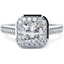 Picture of A beautiful Cushion Cut halo style diamond ring with shoulder stones in 18ct white gold