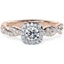 Picture of A stunning Round brilliant cut diamond cushion shaped Halo ring with shoulder stones in 18ct rose & white gold