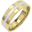 Picture of An elegant mens mixed finished wedding ring in 18ct yellow & white gold