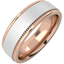 Picture of A stunning courted mixed finish mens wedding ring in 18ct rose & white gold