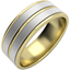 Picture of A lavish courted mixed finish mens wedding ring in 18ct yellow & white gold