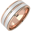 Picture of A lavish courted mixed finish mens wedding ring in 18ct rose & white gold