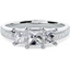 Picture of A stunning three stone Princess Cut diamond ring with shoulders stone in platinum