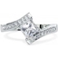 Picture of A stunning Princess Cut twist diamond ring with shoulder stones in 18ct white gold
