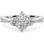 Picture of A unique Round Brilliant Cut cluster diamond ring with shoulder stones in platinum