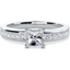 Picture of An elegant Princess Cut diamond ring with shoulder stones in platinum