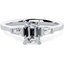 Picture of A beautiful Emerald Cut diamond ring with shoulder stones in platinum