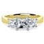 Picture of A striking Princess & Round Brilliant Cut three stone diamond ring in 18ct yellow & white gold