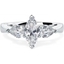 Picture of An elegant Marquise & Pear shaped three stone diamond ring in 18ct white gold