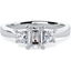 Picture of A magnificent Emerald Cut & Round Brilliant Cut three stone diamond ring in 18ct white gold