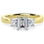 Picture of A magnificent Emerald Cut & Round Brilliant Cut three stone diamond ring in 18ct yellow & white gold