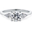 Picture of A beautiful Round Brilliant Cut diamond ring with Pear shoulder stones in platinum