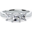 Picture of A classic three stone Princess Cut diamond ring in 18ct white gold