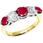 Picture of An elegant Round Brilliant Cut ruby & diamond eternity ring in 18ct yellow & white gold