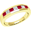 Picture of A stunning Princess Cut ruby & diamond eternity ring in 18ct yellow gold