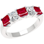 Picture of A stunning five stone Princess Cut ruby & diamond eternity ring in 18ct white gold