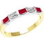 Picture of A stylish Baguette Cut ruby & diamond eternity ring in 18ct yellow & white gold