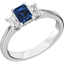 Picture of A stylish three stone sapphire & diamond ring in 18ct white gold