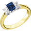 Picture of A stylish three stone sapphire & diamond ring in 18ct yellow & white gold
