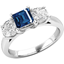Picture of A stunning sapphire & diamond ring with shoulder stones in 18ct white gold