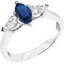 Picture of A classic sapphire & diamond ring with shoulder stones in 18ct white gold