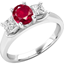 Picture of A stunning three stone ruby & diamond ring in 18ct white gold