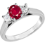 Picture of A timeless three stone ruby & diamond ring in 18ct white gold