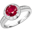 Picture of An elegant ruby & diamond cluster style ring in 18ct white gold