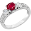 Picture of A luxurious ruby & diamond ring with shoulder stones in 18ct white gold