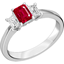 Picture of A stylish three stone ruby & diamond ring in 18ct white gold