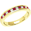 Picture of A classic Round Brilliant Cut ruby & diamond eternity ring in 18ct yellow gold
