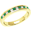 Picture of A classic Round Brilliant Cut emerald & diamond eternity ring in 18ct yellow gold