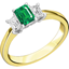 Picture of A stylish three stone emerald & diamond ring in 18ct yellow & white gold