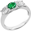 Picture of A classic three stone emerald & diamond ring in 18ct white gold