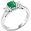 Picture of An elegant three stone emerald & diamond ring in 18ct white gold