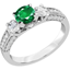 Picture of A luxurious emerald & diamond ring with shoulder stones in 18ct white gold