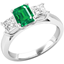 Picture of An elegant three stone gemstone & diamond ring in 18ct white gold