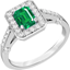 Picture of A stylish emerald & diamond cocktail ring in 18ct white gold