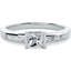 Picture of A unique Princess Cut diamond ring with shoulder stones in 18ct white gold