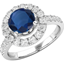 Picture of A stylish sapphire & diamond cluster style ring in 18ct white gold