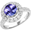 Picture of A stylish tanzanite & diamond cluster style ring in 18ct white gold